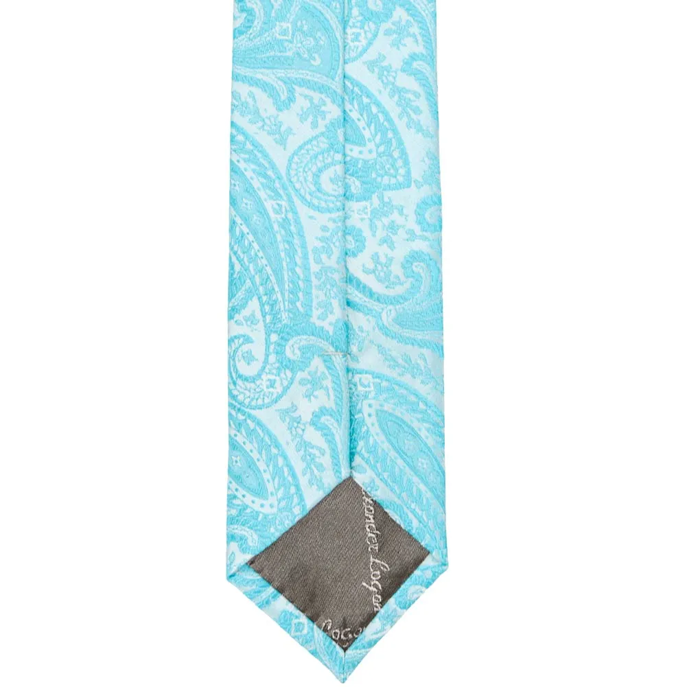 Turquoise Clara Paisley Slim Necktie, 2.5" Width sold by TieMart product image thumbnail 3