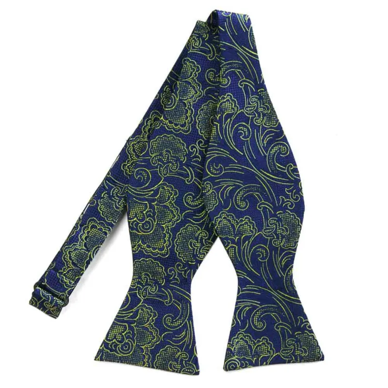 Blue Arborist Floral Silk Self-Tie Bow Tie sold by TieMart
