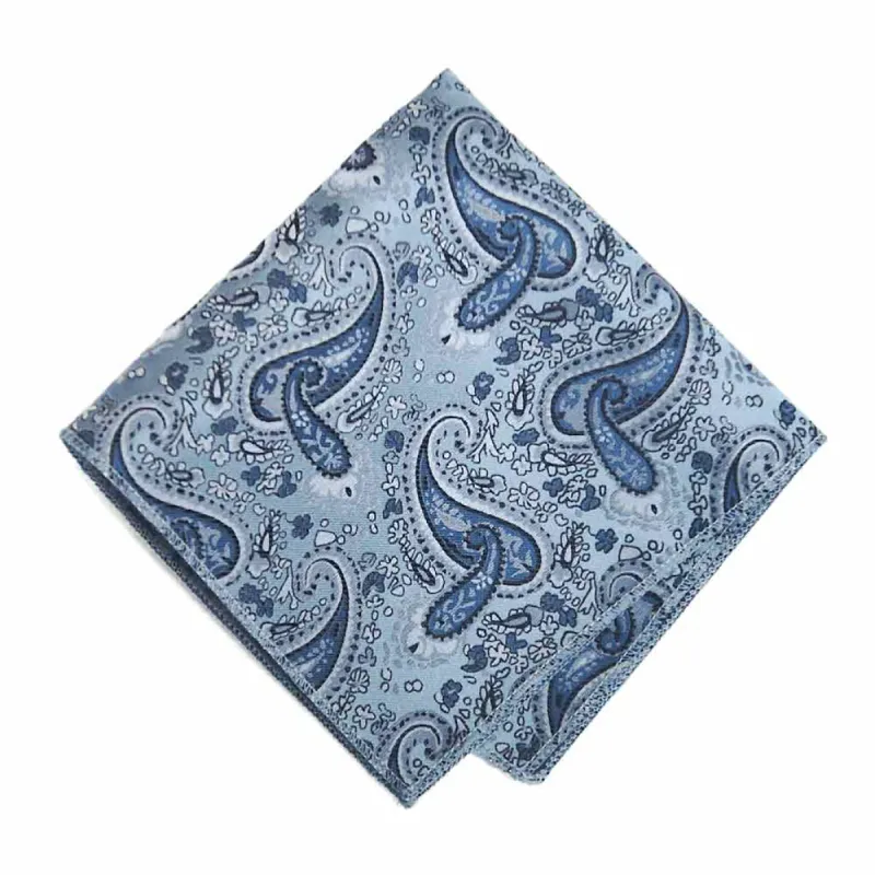 Capri Blue Spencer Paisley Pocket Square sold by TieMart