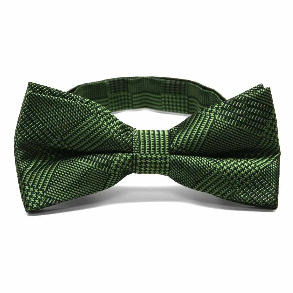 Dark Green Michael Glen Plaid Band Collar Bow Tie sold by TieMart