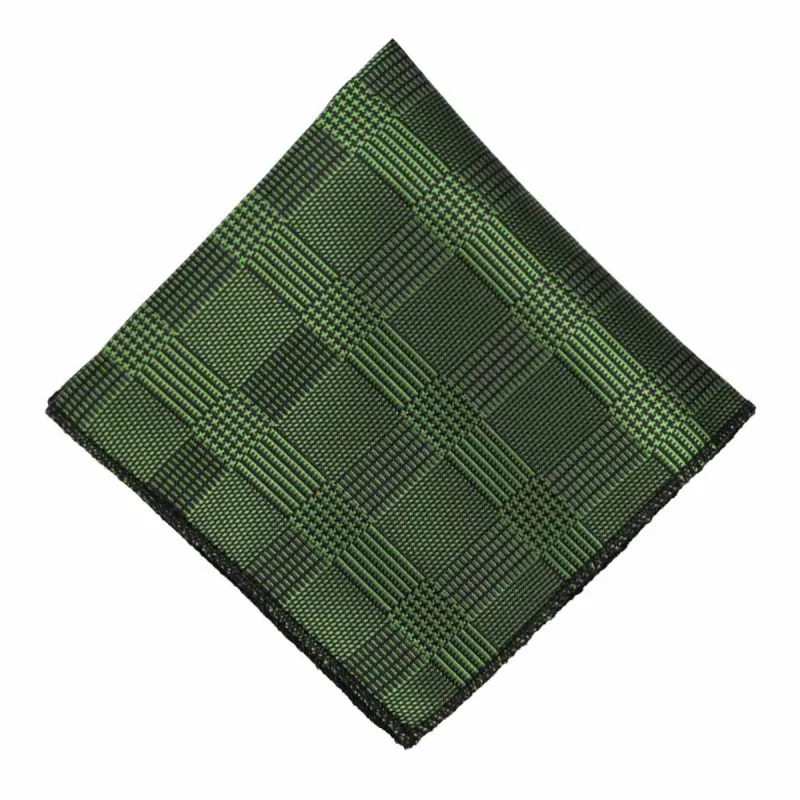 Dark Green Michael Glen Plaid Pocket Square sold by TieMart