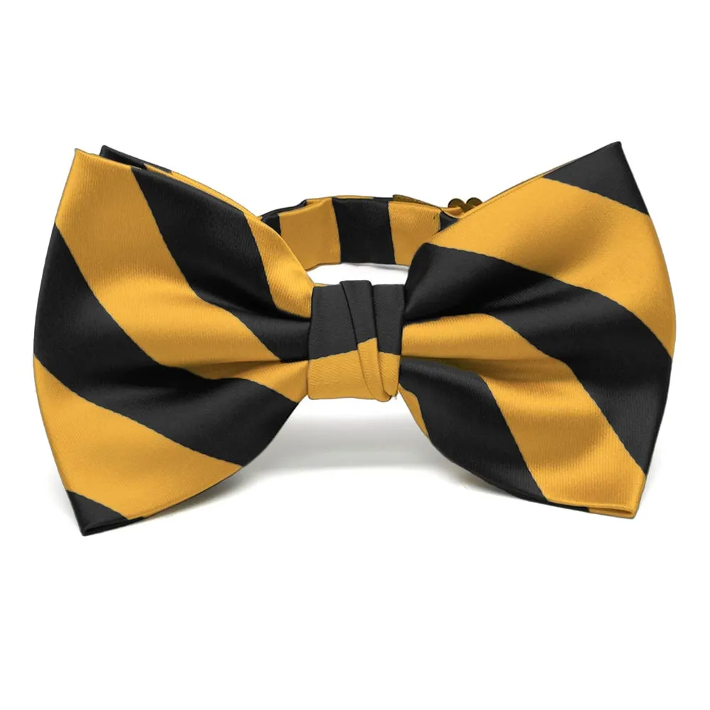 Black and Gold Bar Striped Bow Tie sold by TieMart