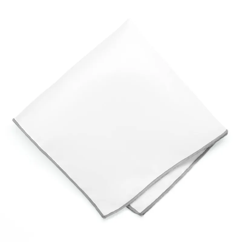 Gray Tipped White Pocket Square sold by TieMart