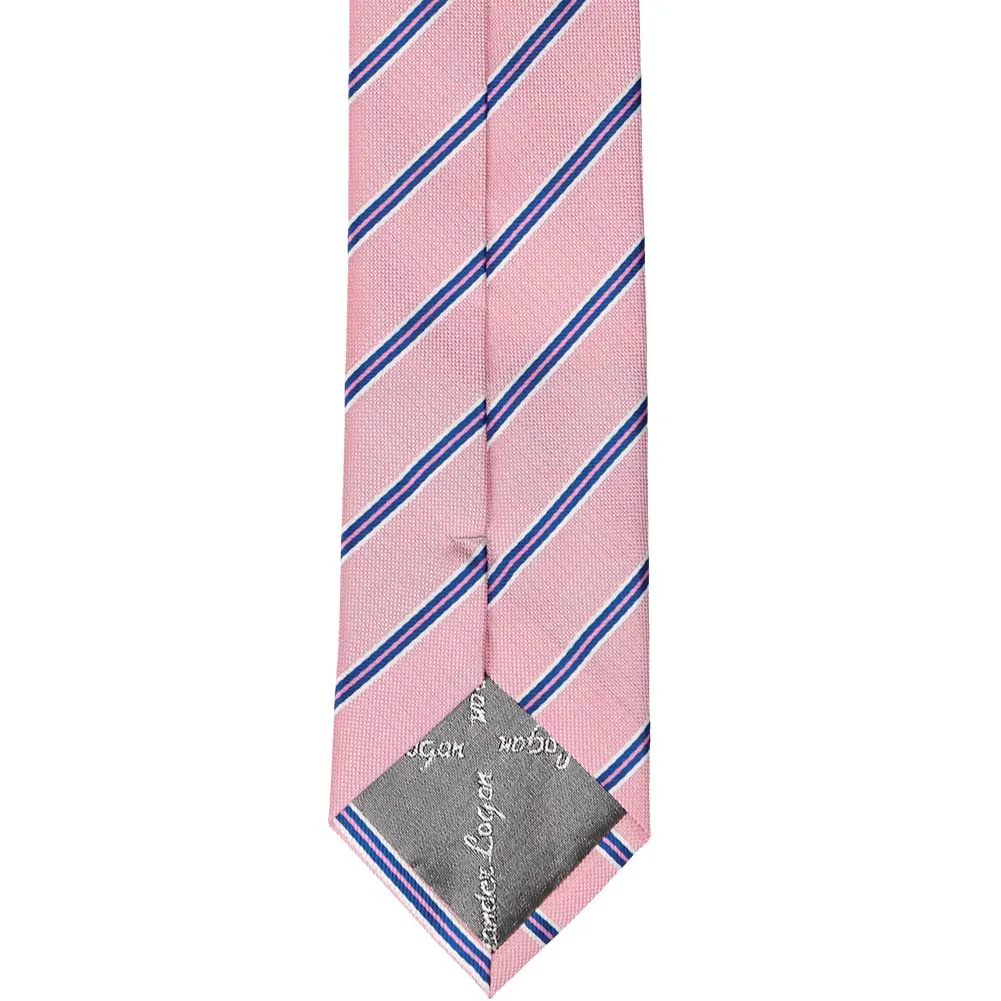 Vintage Pink Melvin Striped Slim Necktie, 2.5" Width sold by TieMart product image thumbnail 4