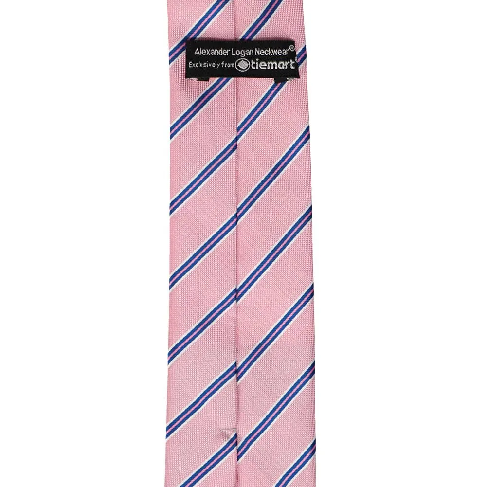 Vintage Pink Melvin Striped Slim Necktie, 2.5" Width sold by TieMart product image thumbnail 3
