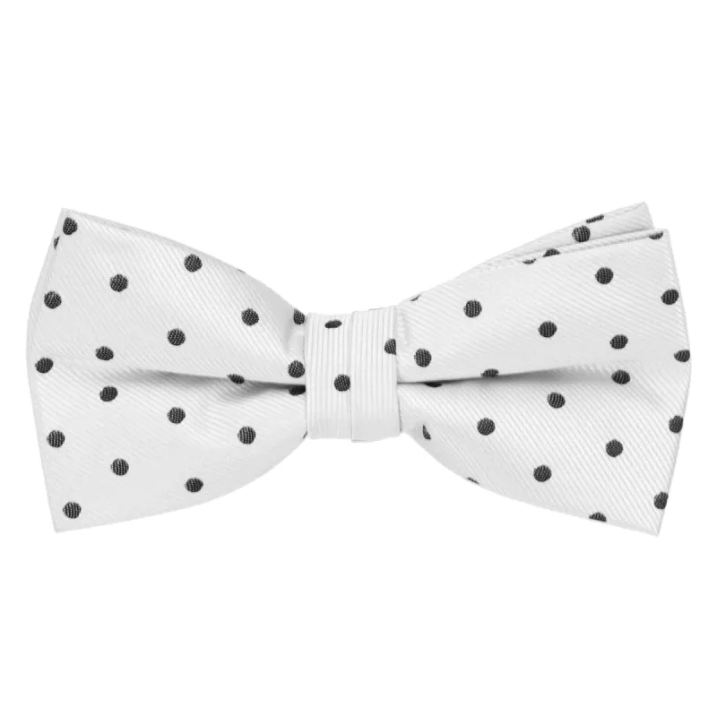 White and Black Polka Dot Bow Tie sold by TieMart