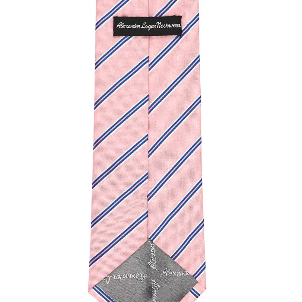 Vintage Pink Melvin Striped Necktie sold by TieMart product image thumbnail 3