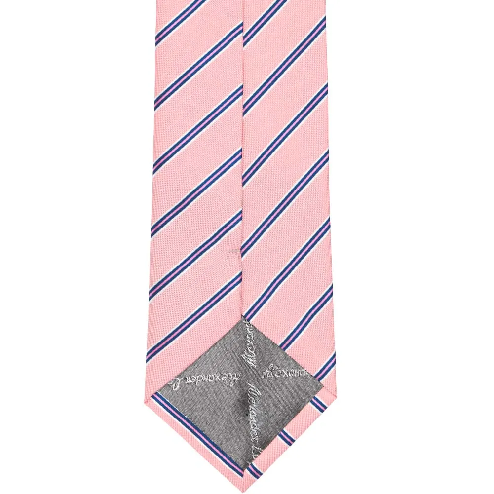 Vintage Pink Melvin Striped Necktie sold by TieMart product image thumbnail 4