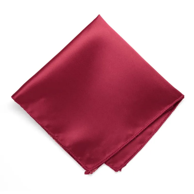 Crimson Red Solid Color Pocket Square sold by TieMart