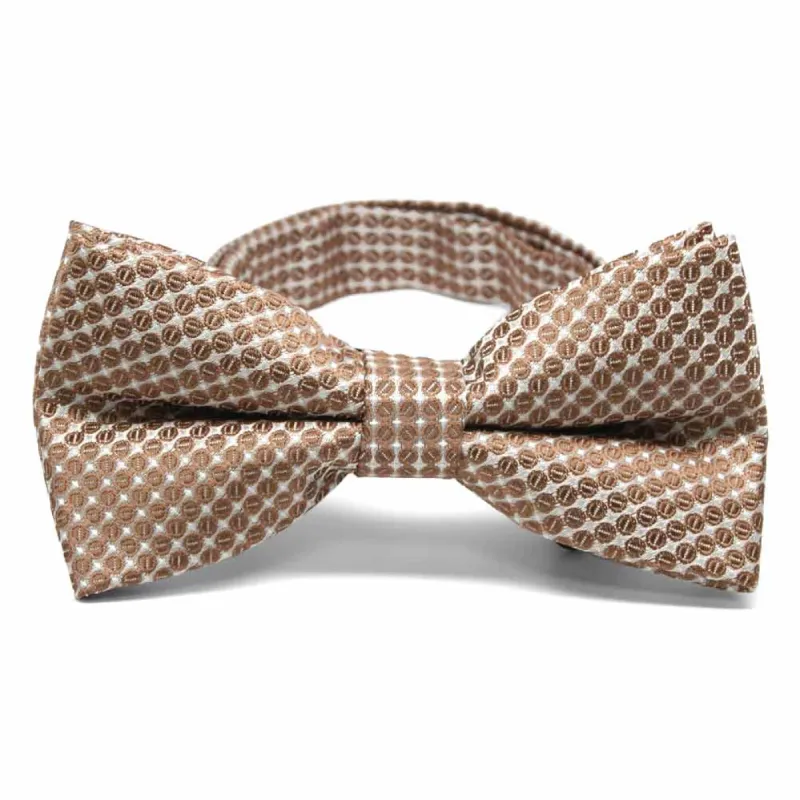 Light Brown Henry Grain Pattern Band Collar Bow Tie sold by TieMart