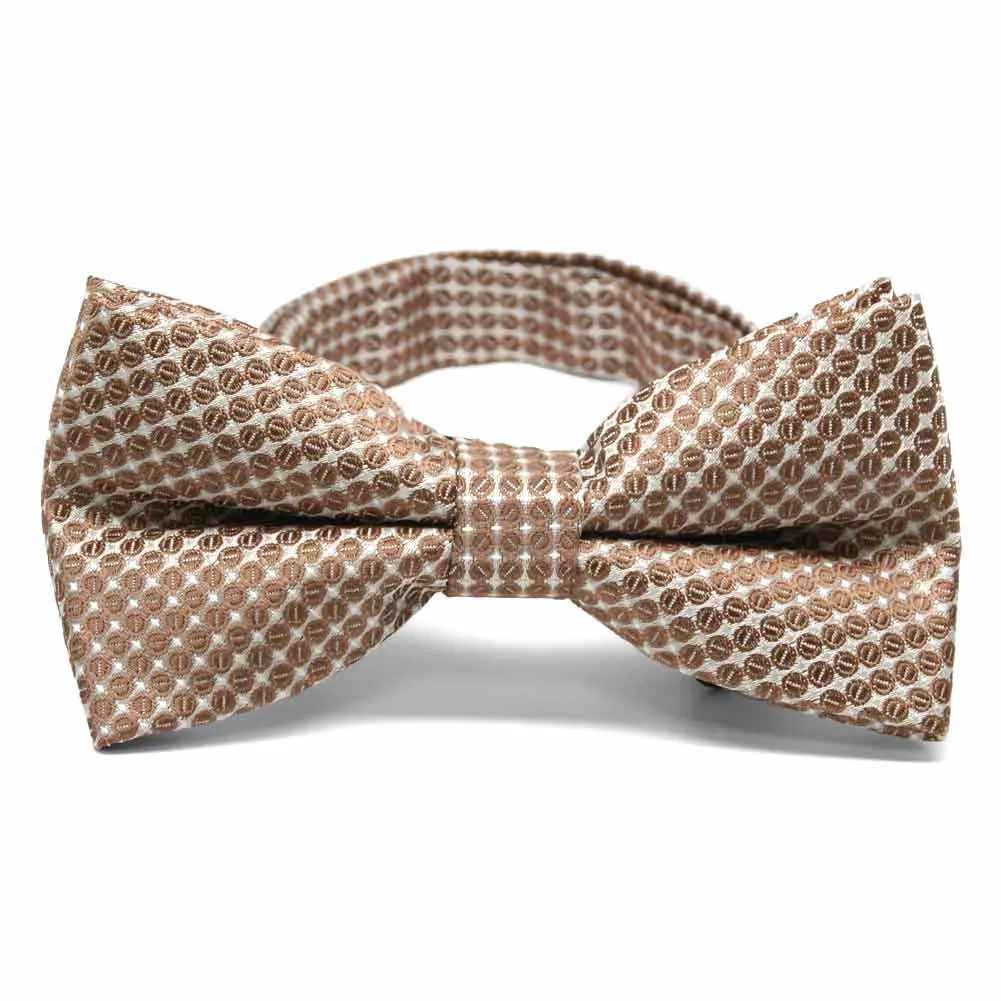 Light Brown Henry Grain Pattern Band Collar Bow Tie sold by TieMart