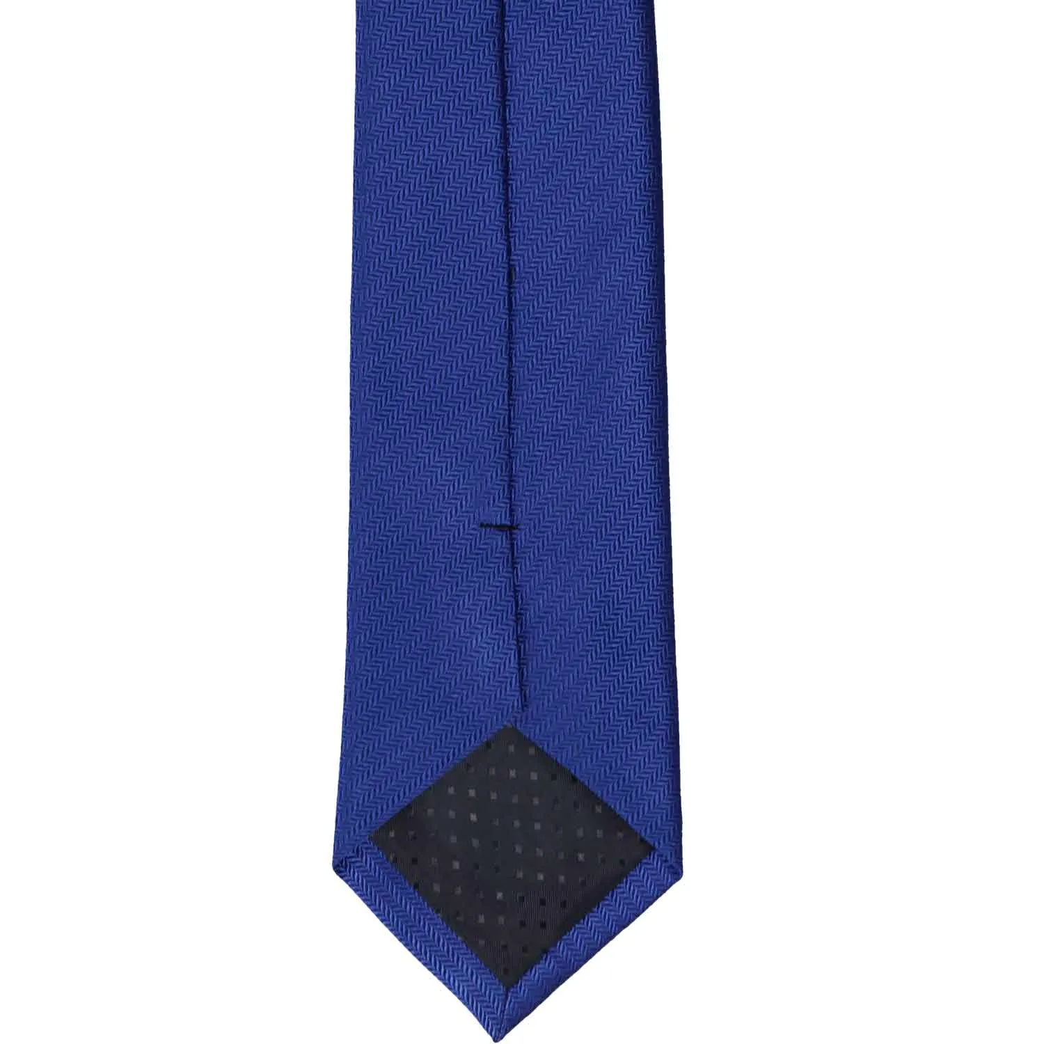 Sapphire Blue Herringbone Silk Slim Necktie, 2.5" Width sold by TieMart product image thumbnail 4