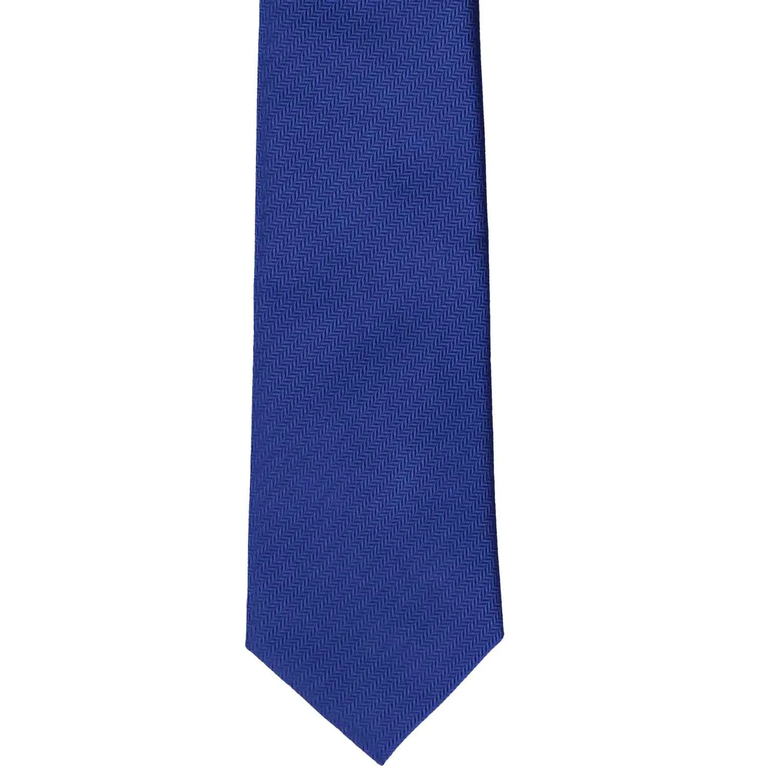 Sapphire Blue Herringbone Silk Slim Necktie, 2.5" Width sold by TieMart product image thumbnail 2