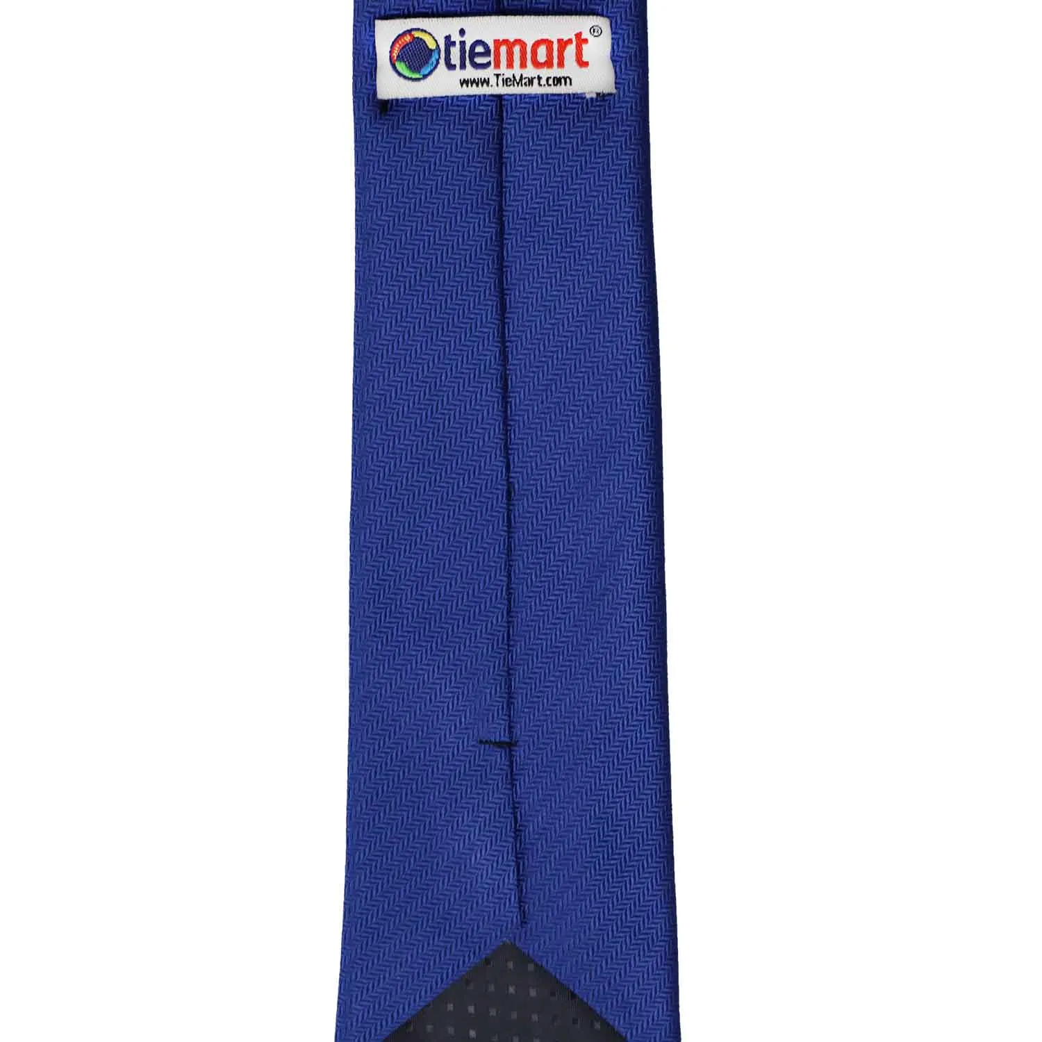 Sapphire Blue Herringbone Silk Slim Necktie, 2.5" Width sold by TieMart product image thumbnail 3