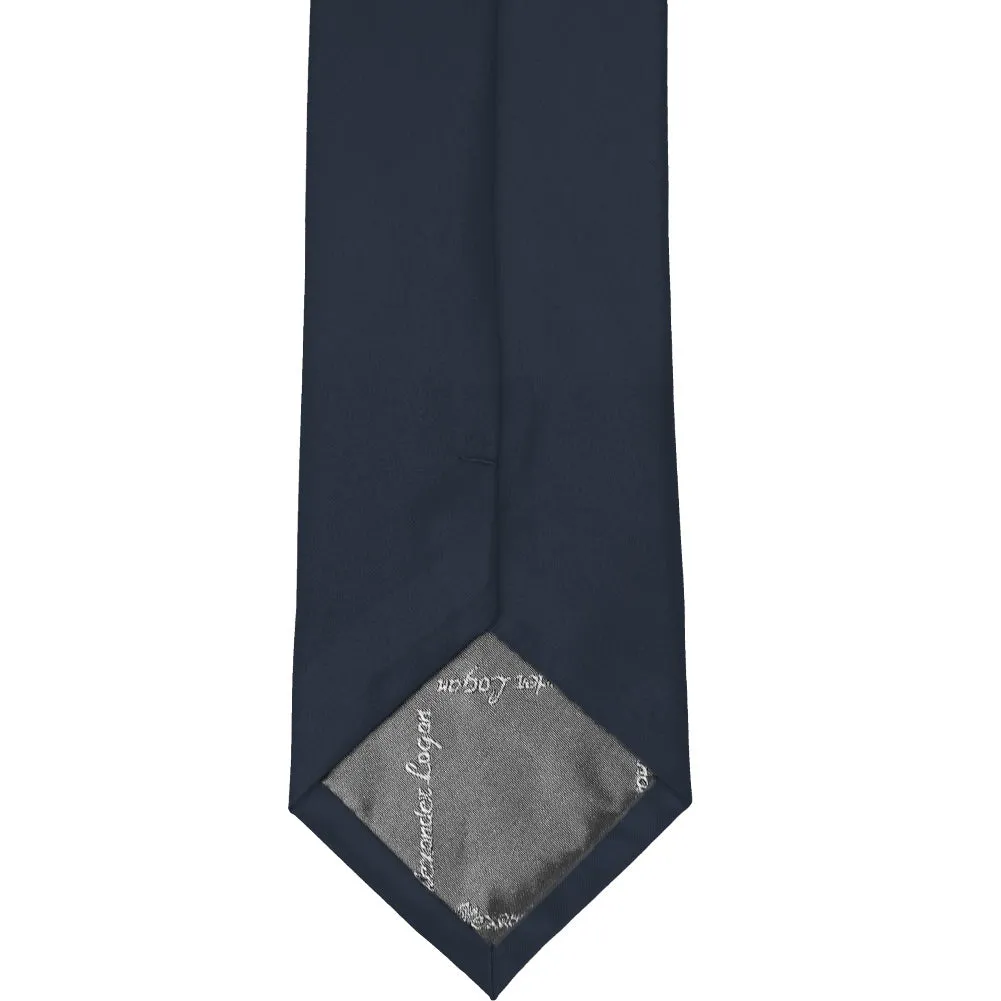 Dark Navy Blue Solid Color Necktie sold by TieMart product image thumbnail 5