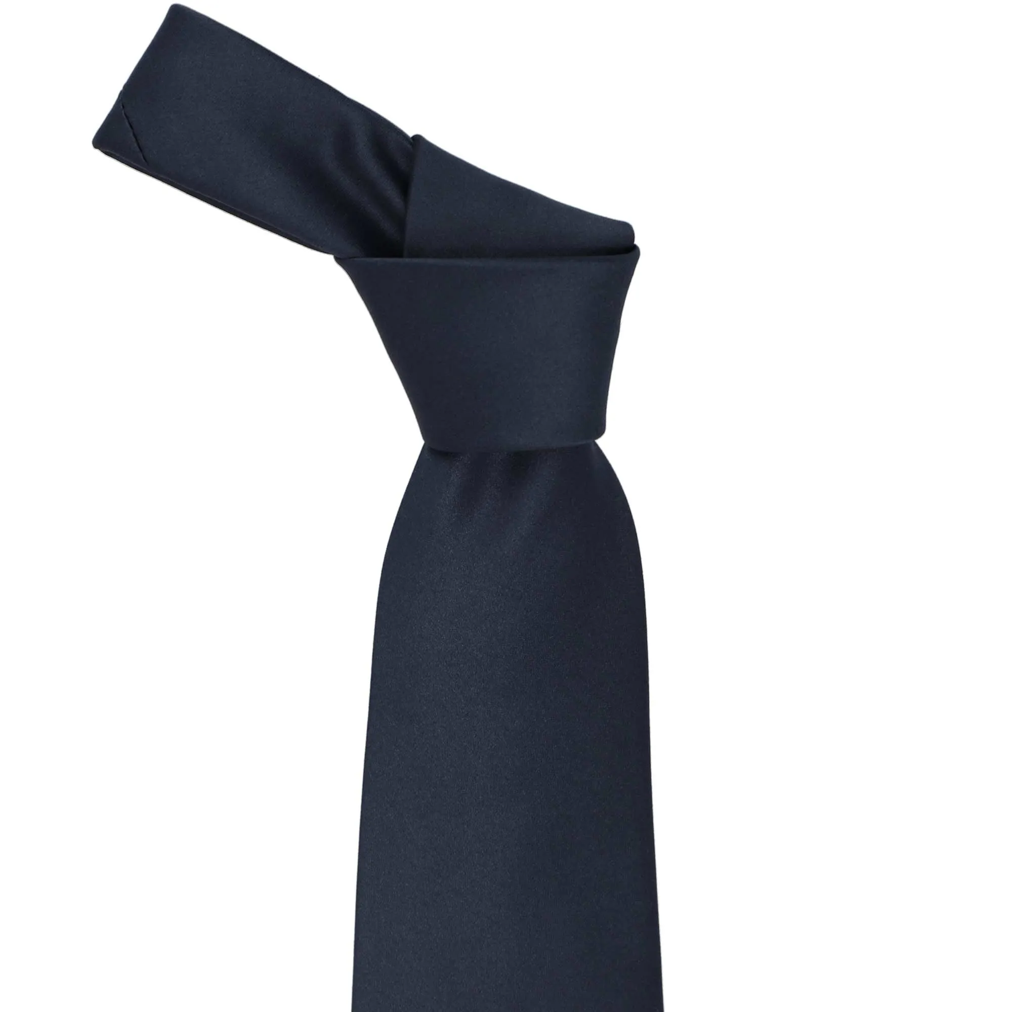 Dark Navy Blue Solid Color Necktie sold by TieMart product image thumbnail 2