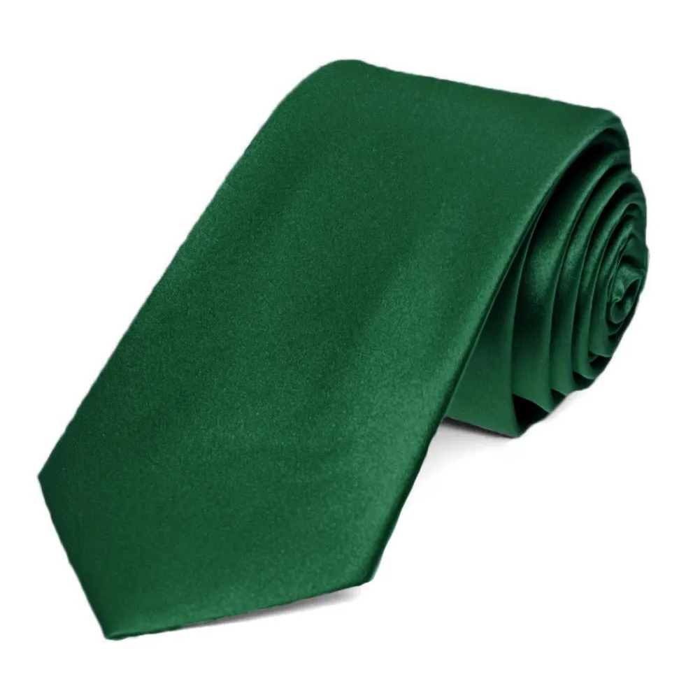Hunter Green Silk Slim Necktie, 2.5" Width sold by TieMart