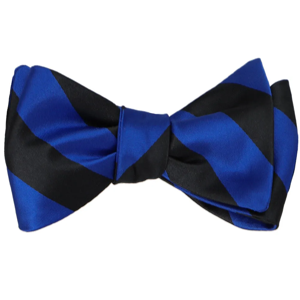 Royal Blue and Black Striped Self-Tie Bow Tie sold by TieMart product image thumbnail 2