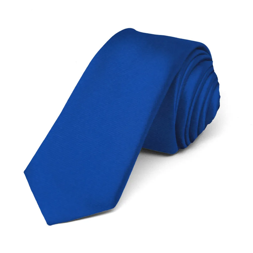 Royal Blue Skinny Woven Staff Tie, 2" Width sold by TieMart