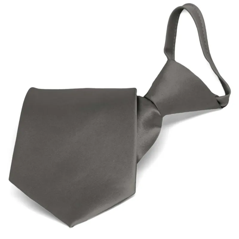 Graphite Gray Solid Color Zipper Tie sold by TieMart