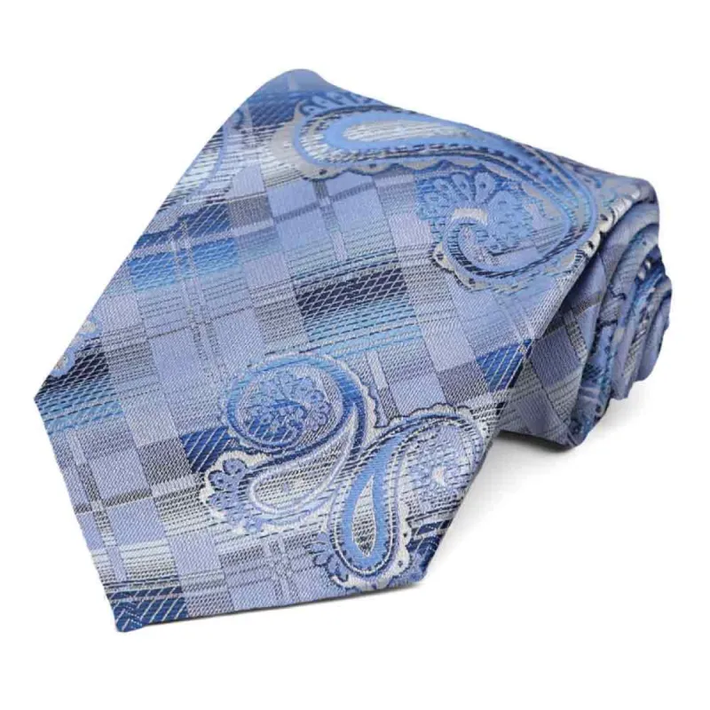 Ice Blue Cascade Paisley Necktie sold by TieMart