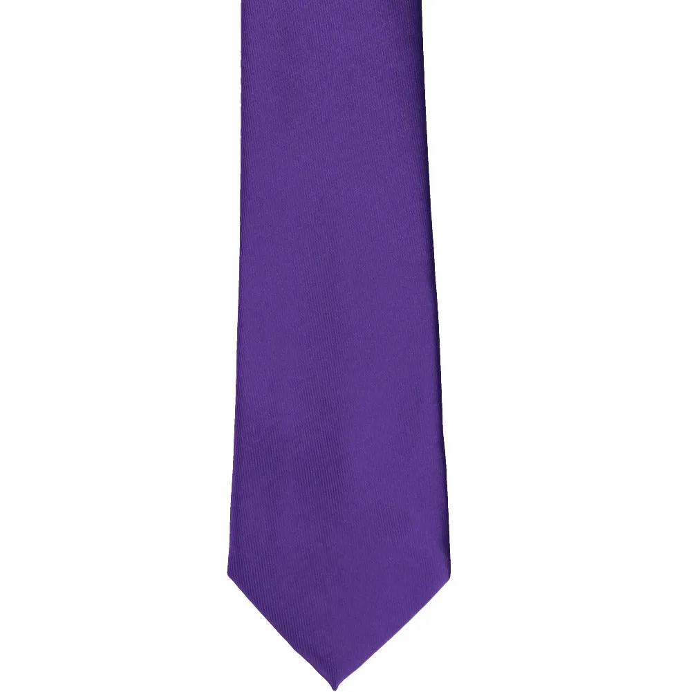 Dark Purple Slim Solid Color Necktie, 2.5" Width sold by TieMart product image thumbnail 2