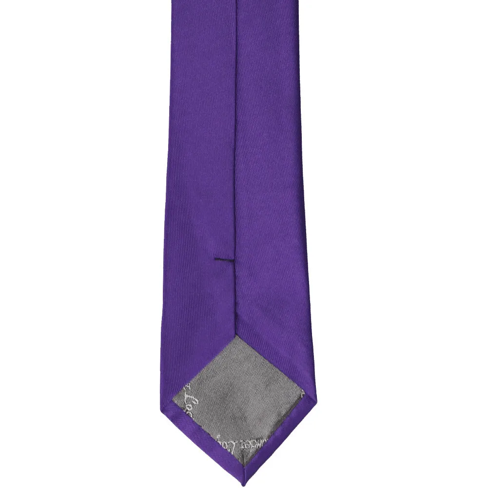 Dark Purple Slim Solid Color Necktie, 2.5" Width sold by TieMart product image thumbnail 4