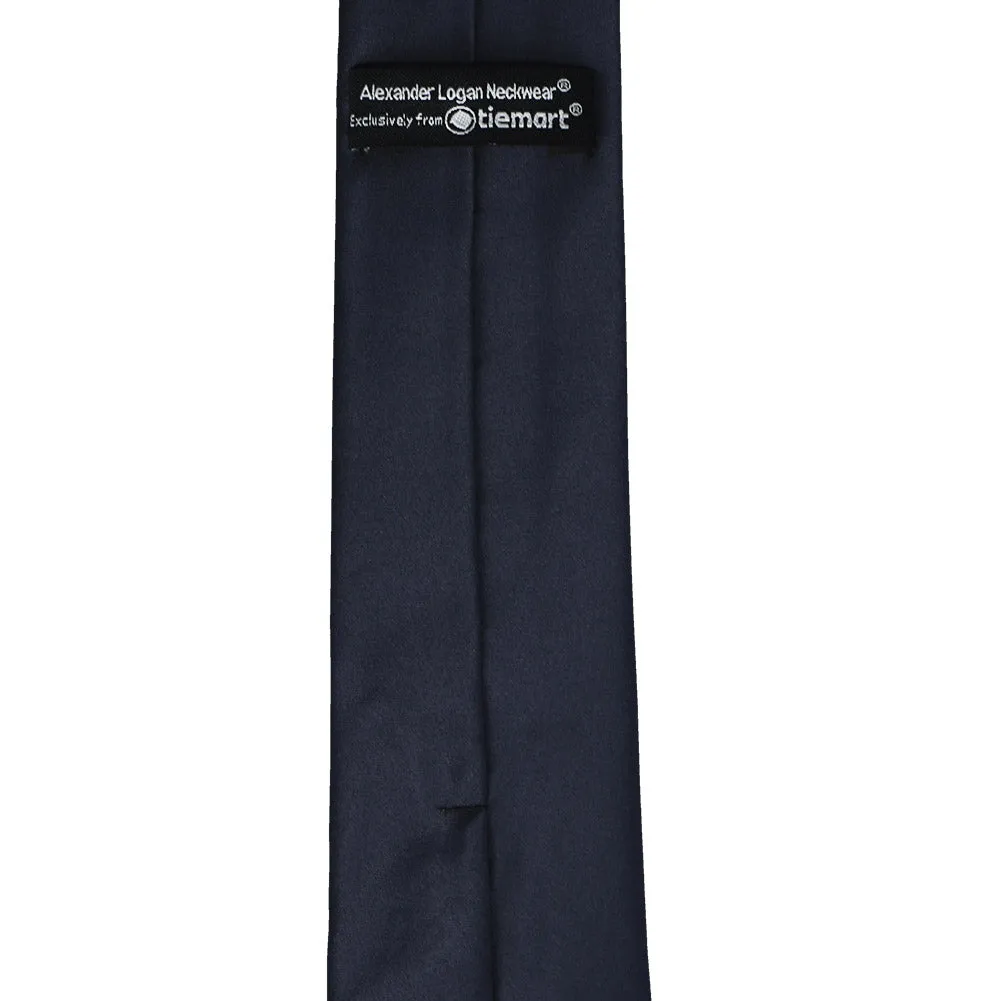 Dark Navy Blue Slim Solid Color Necktie, 2.5" Width sold by TieMart product image thumbnail 3