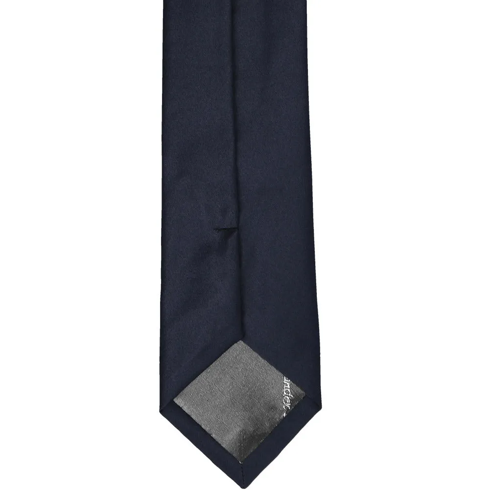Dark Navy Blue Slim Solid Color Necktie, 2.5" Width sold by TieMart product image thumbnail 4