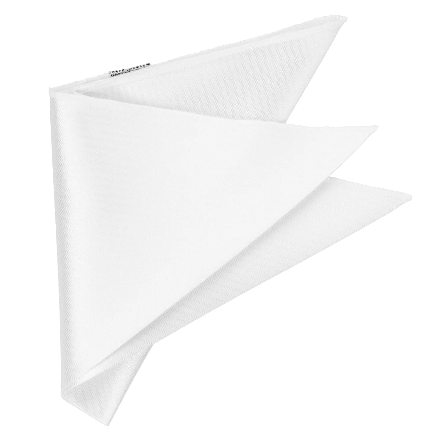 White Herringbone Silk Pocket Square sold by TieMart product image thumbnail 3