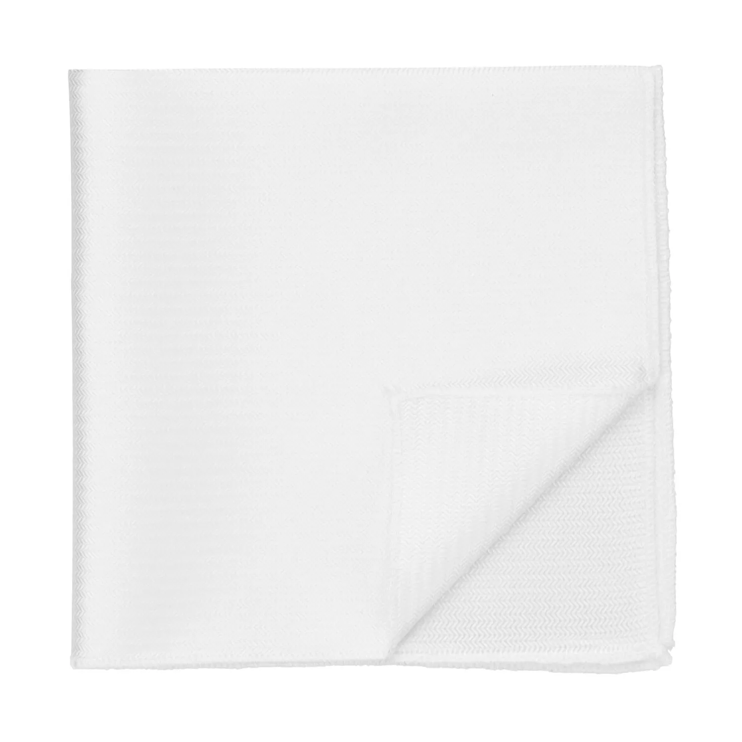 White Herringbone Silk Pocket Square sold by TieMart product image thumbnail 2