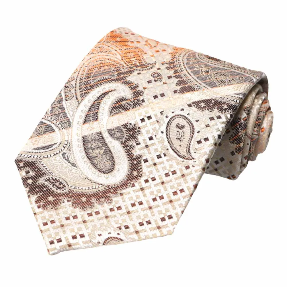 Light Brown Bracken Paisley Necktie sold by TieMart