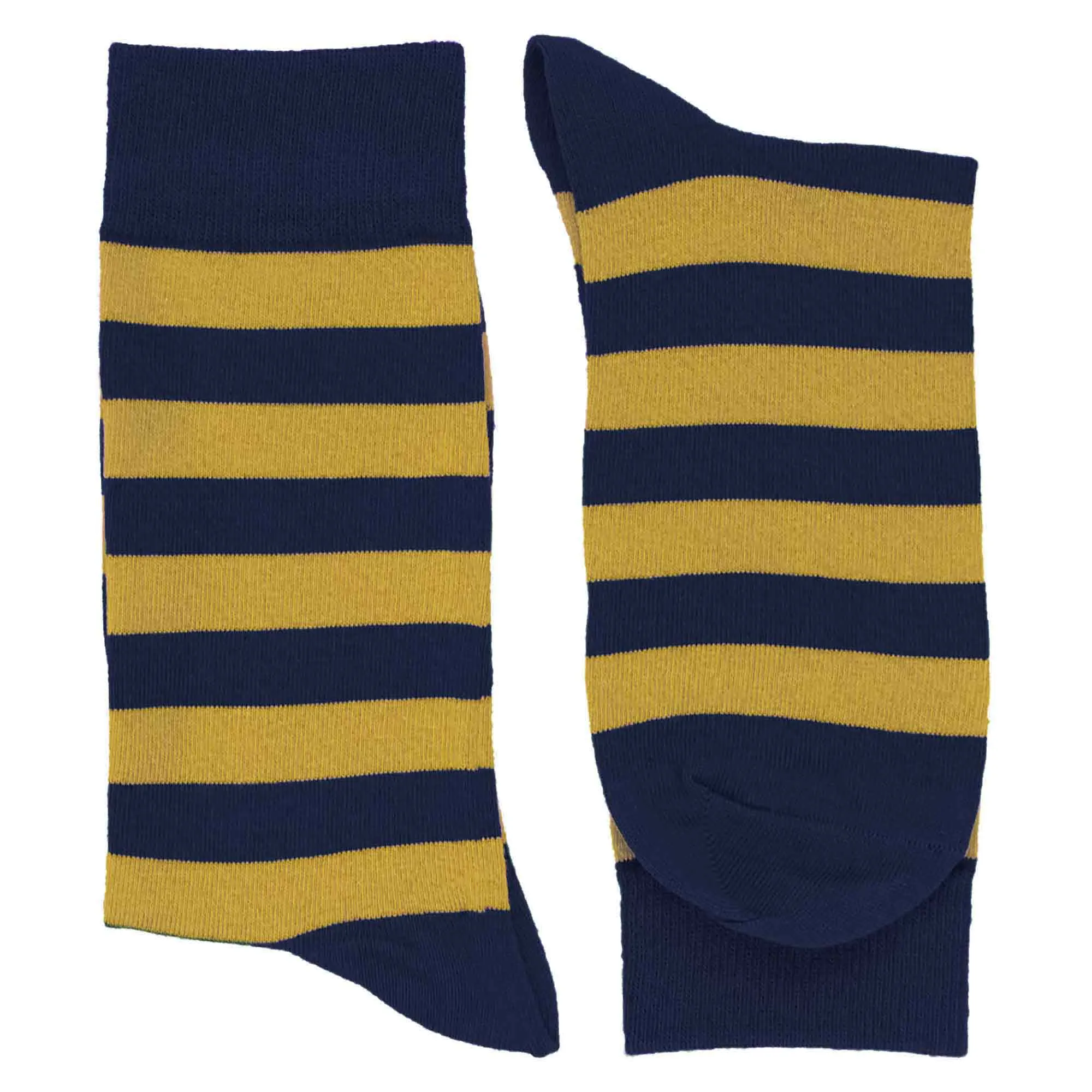 Men's Navy Blue and Gold Striped Socks sold by TieMart product image thumbnail 2