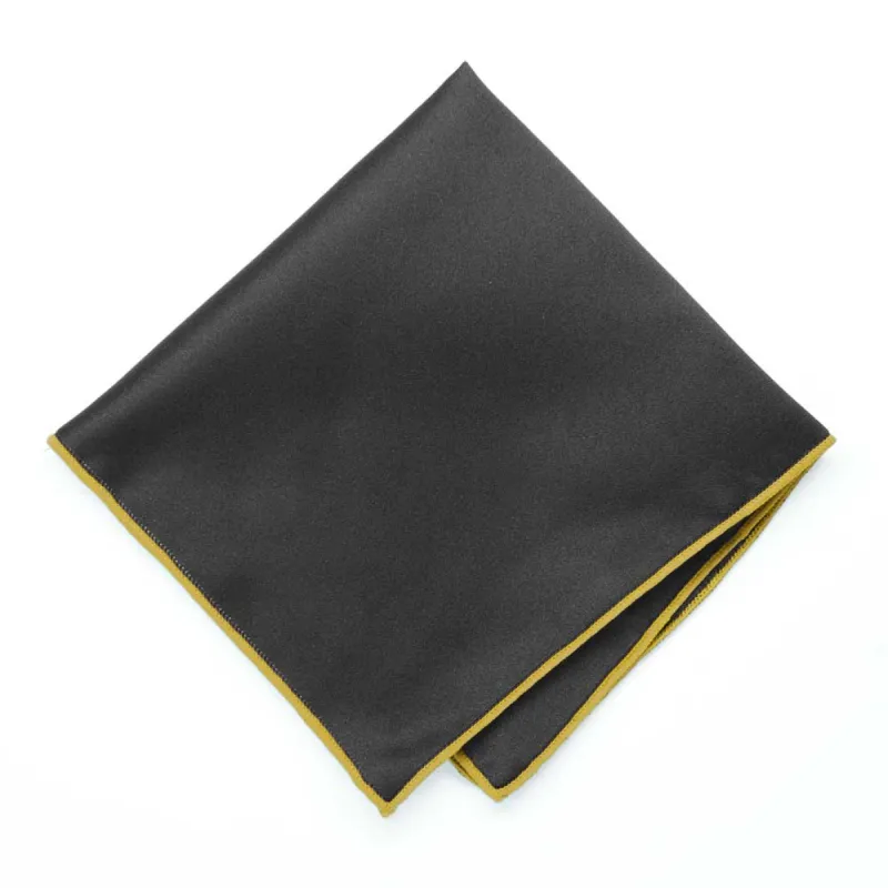 Gold Tipped Black Pocket Square sold by TieMart