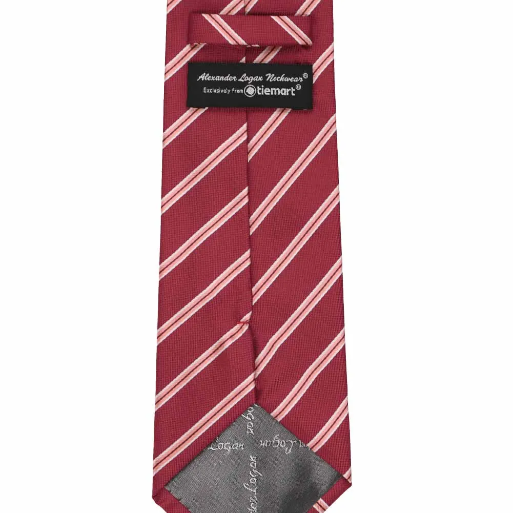 Burgundy Melvin Striped Necktie sold by TieMart product image thumbnail 3