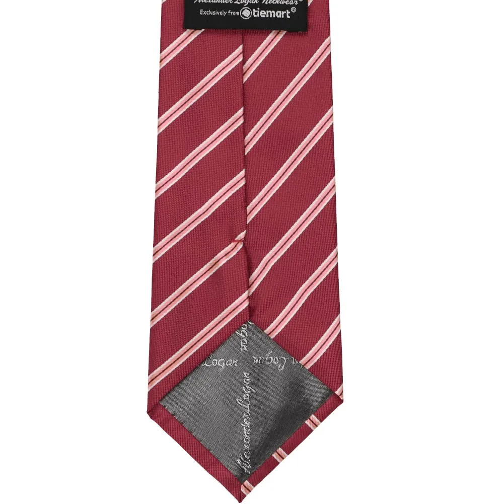 Burgundy Melvin Striped Necktie sold by TieMart product image thumbnail 4