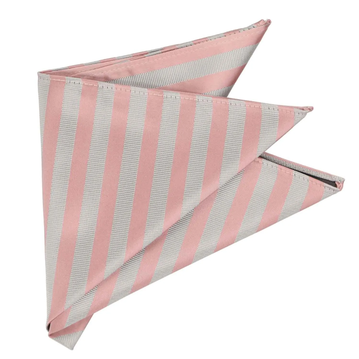 Dusty Pink and Light Gray Formal Striped Pocket Square sold by TieMart product image thumbnail 3