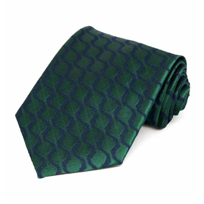 Dark Green Empire Scallop Cotton/Silk Necktie sold by TieMart