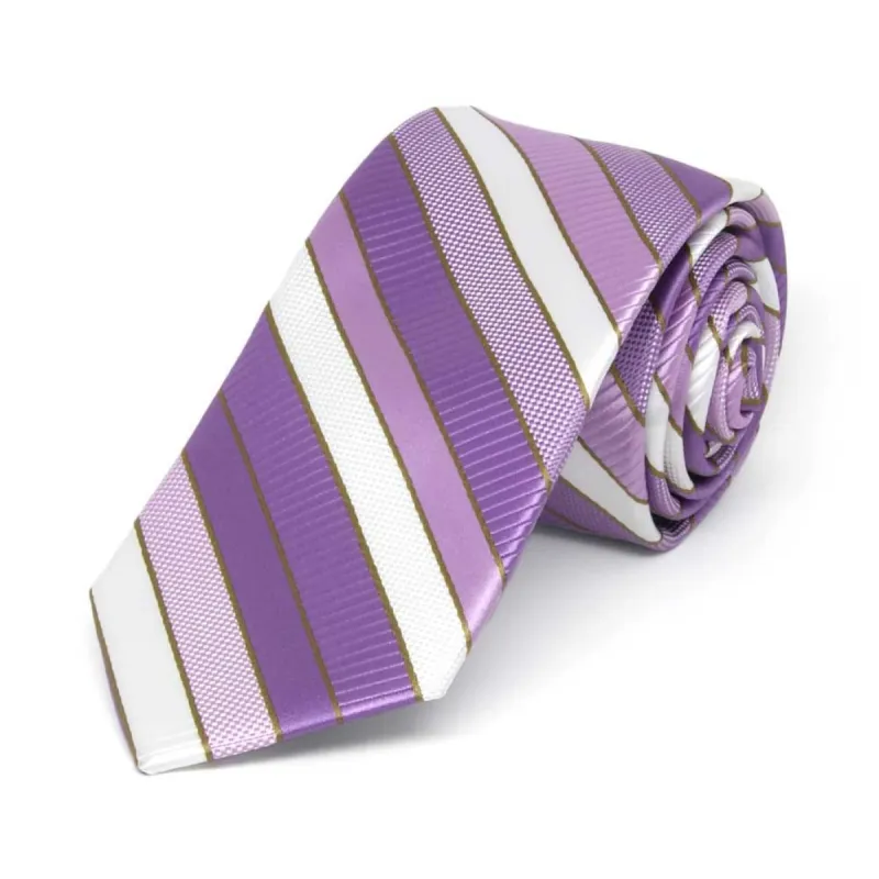 Thistle Purple Douglas Striped Slim Necktie, 2.5" Width sold by TieMart