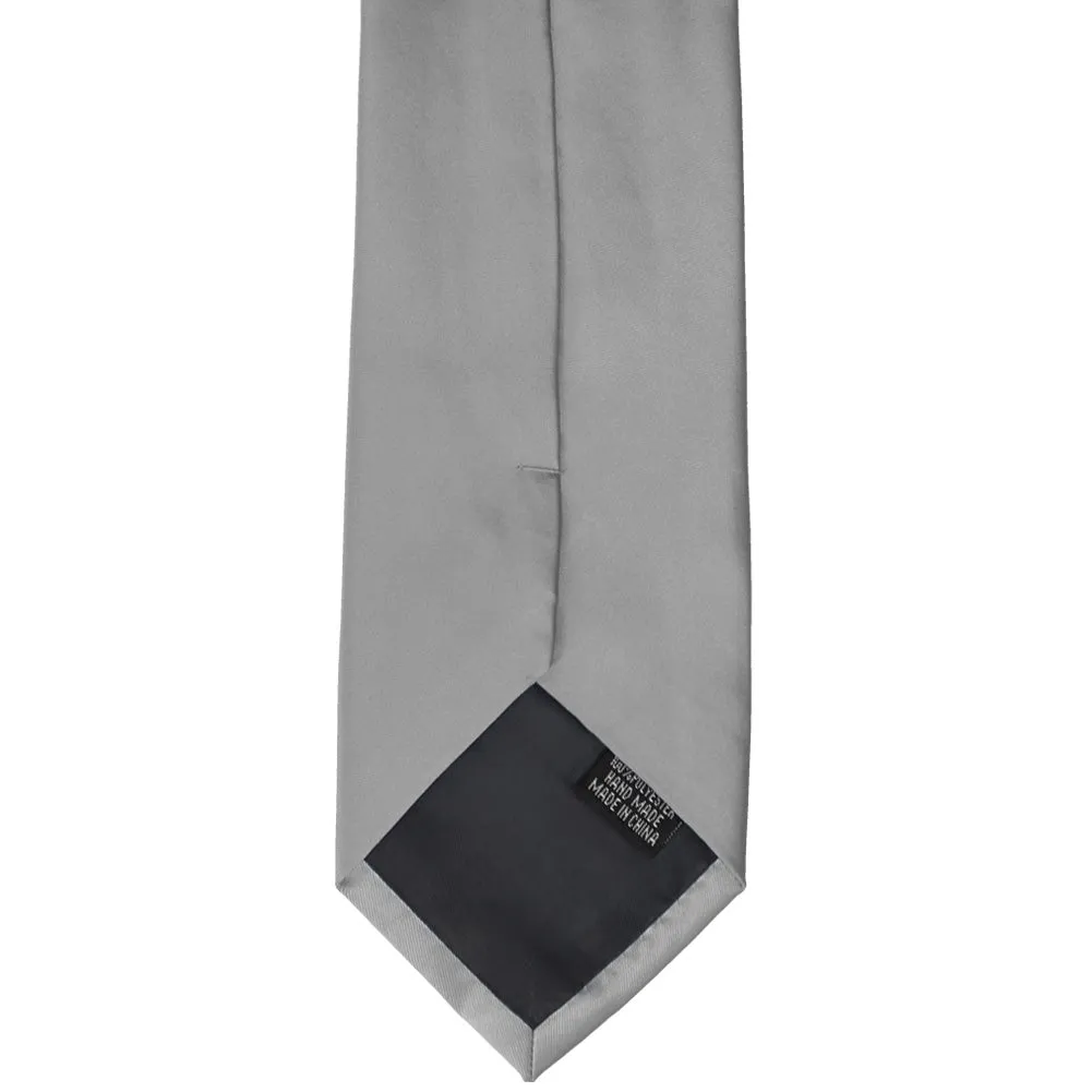 Gray Premium Solid Color Necktie sold by TieMart product image thumbnail 5