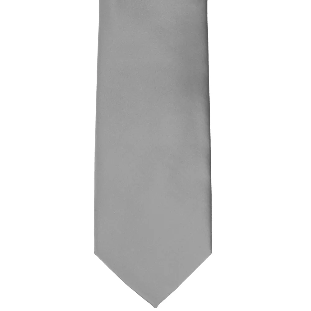 Gray Premium Solid Color Necktie sold by TieMart product image thumbnail 3
