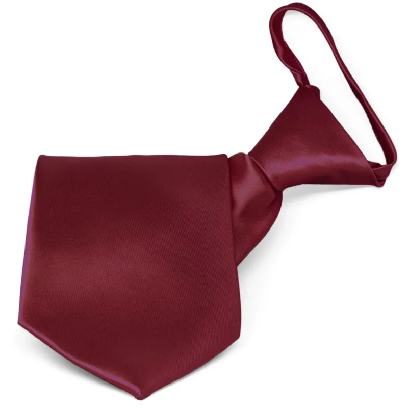 Burgundy Solid Color Zipper Ties sold by TieMart
