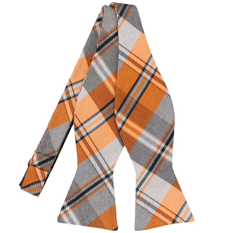 Orange Animator Plaid Silk/Cotton Self-Tie Bow Tie sold by TieMart
