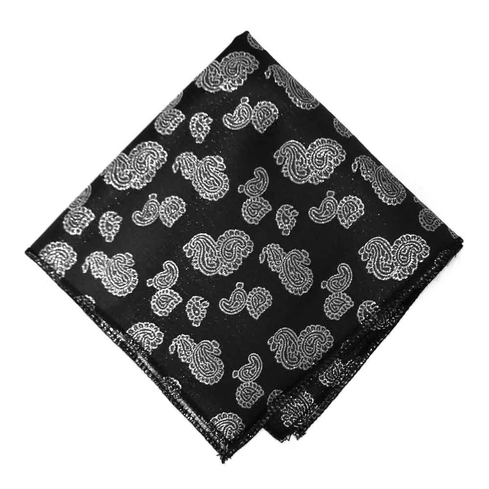 Black Ivanhoe Paisley Pocket Square sold by TieMart