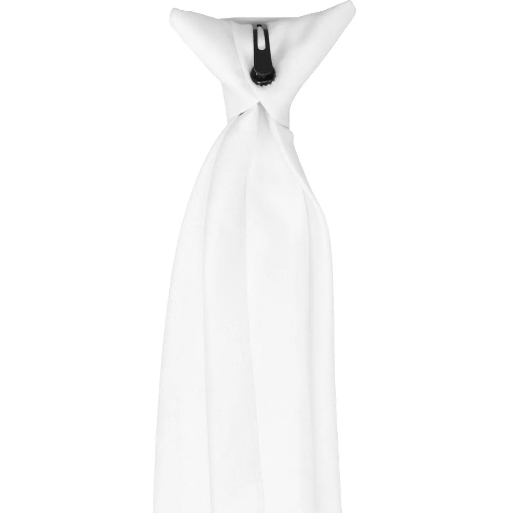 White Solid Color Clip-On Tie sold by TieMart product image thumbnail 4
