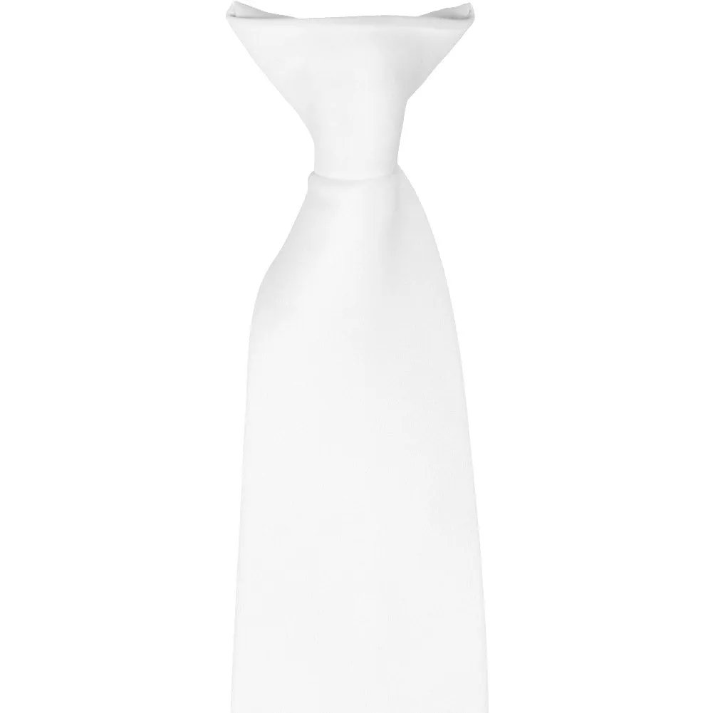 White Solid Color Clip-On Tie sold by TieMart product image thumbnail 2