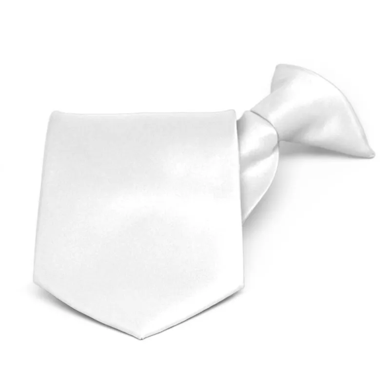White Solid Color Clip-On Tie sold by TieMart