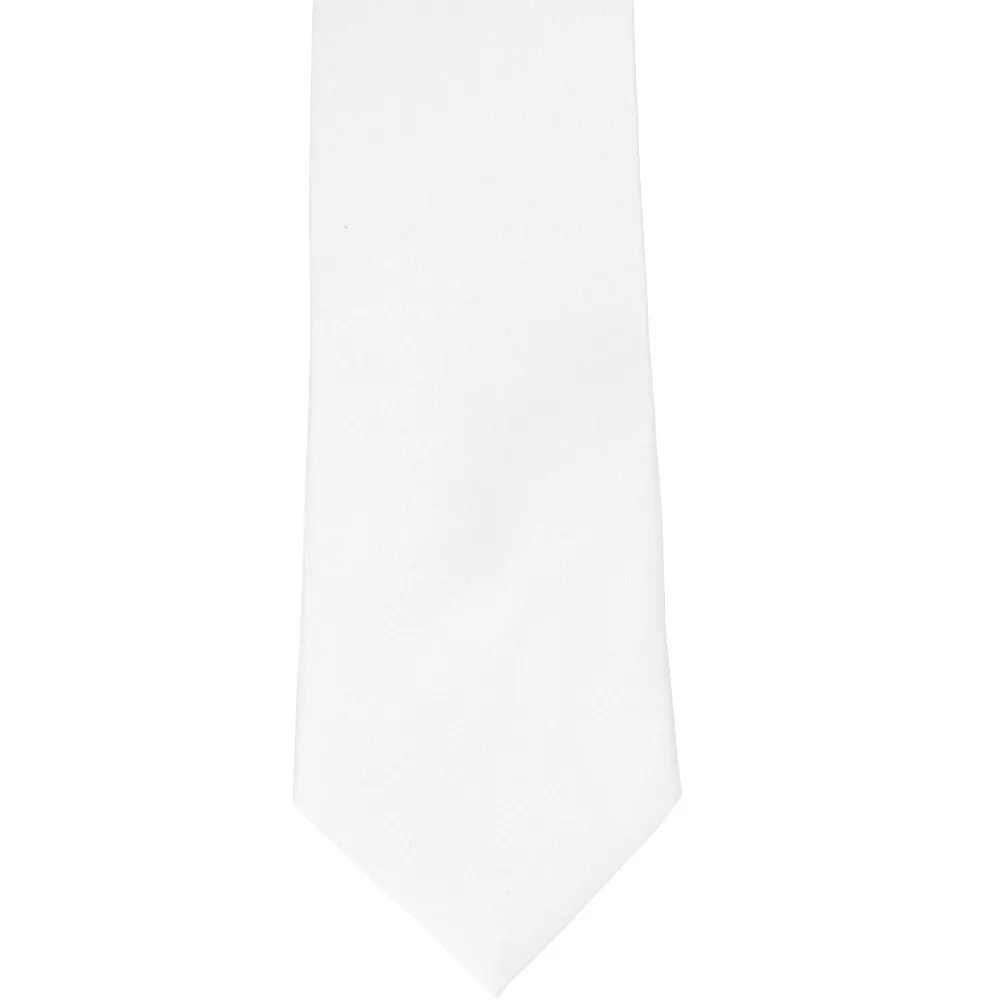 White Solid Color Clip-On Tie sold by TieMart product image thumbnail 3