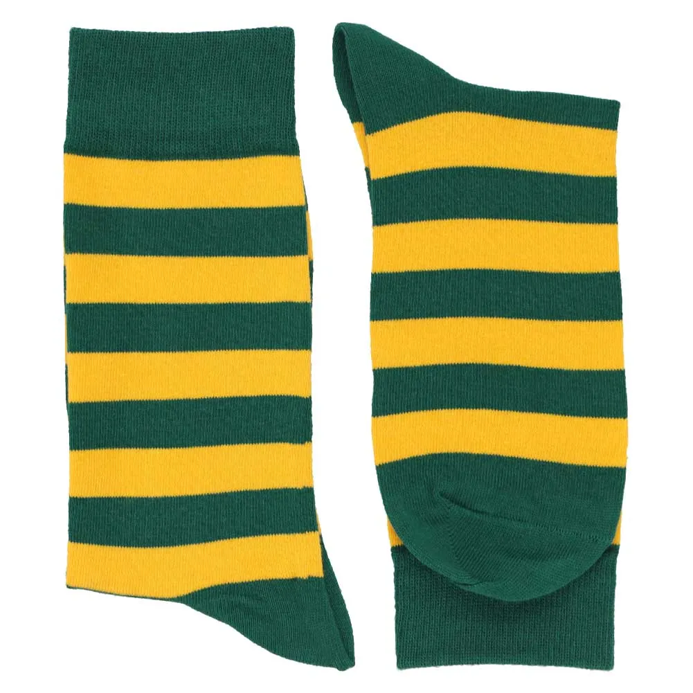 Men's Hunter Green and Golden Yellow Striped Socks sold by TieMart product image thumbnail 2