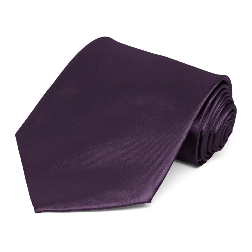 Eggplant Purple Solid Color Necktie sold by TieMart